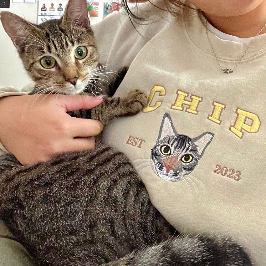 Personalized Embroidered Pet Face and Name Est Sweatshirt