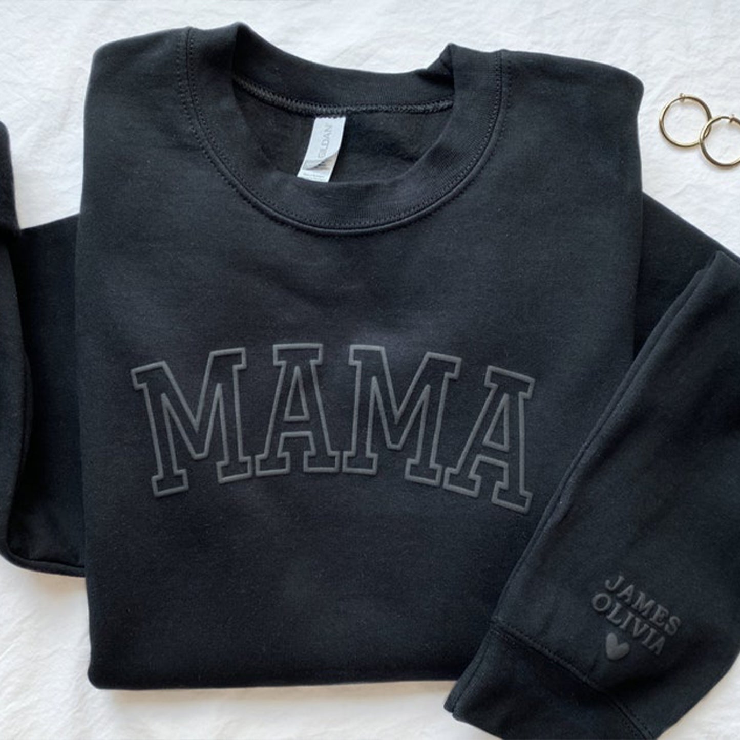 Personalized Mama Sweatshirt with Kid Names on Sleeve