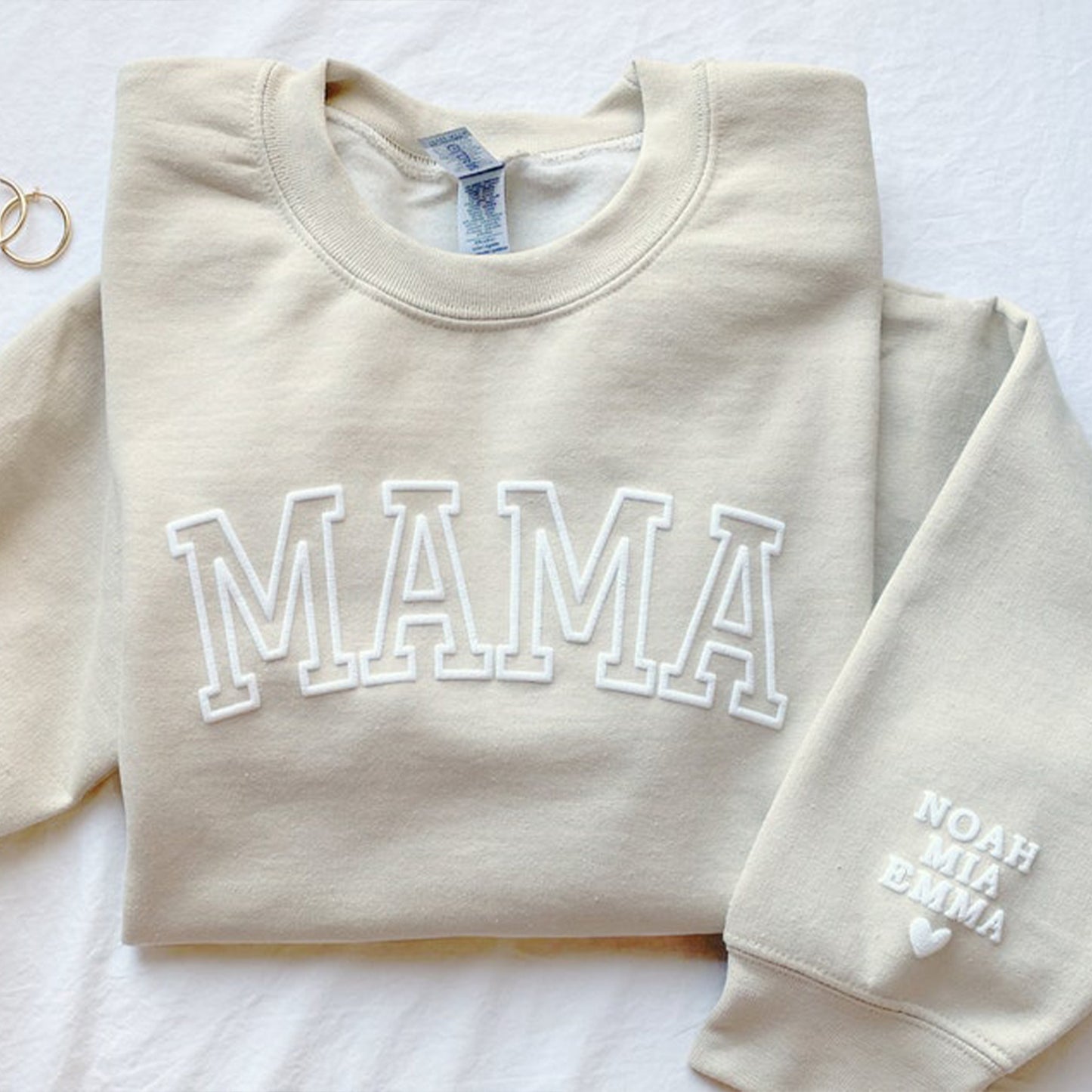 Personalized Mama Sweatshirt with Kid Names on Sleeve