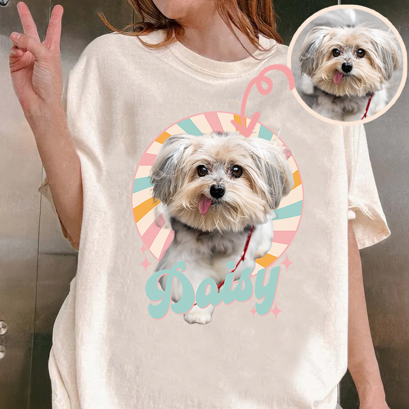 Custom Vintage Pet Unisex Pet Photo and Name Custom Personalized T-Shirt / Sweatshirt / Hoodie