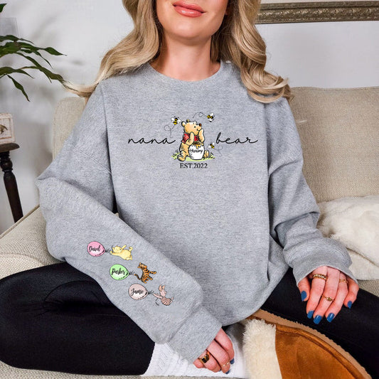 Custom Mama Bear Sweatshirt For Mom With Kids' Names On The Sleeve Sweatshirt/Hoodie