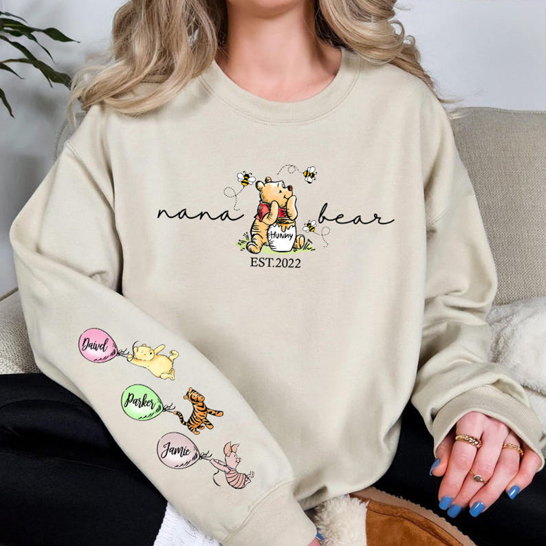 Custom Mama Bear Sweatshirt For Mom With Kids' Names On The Sleeve Sweatshirt/Hoodie