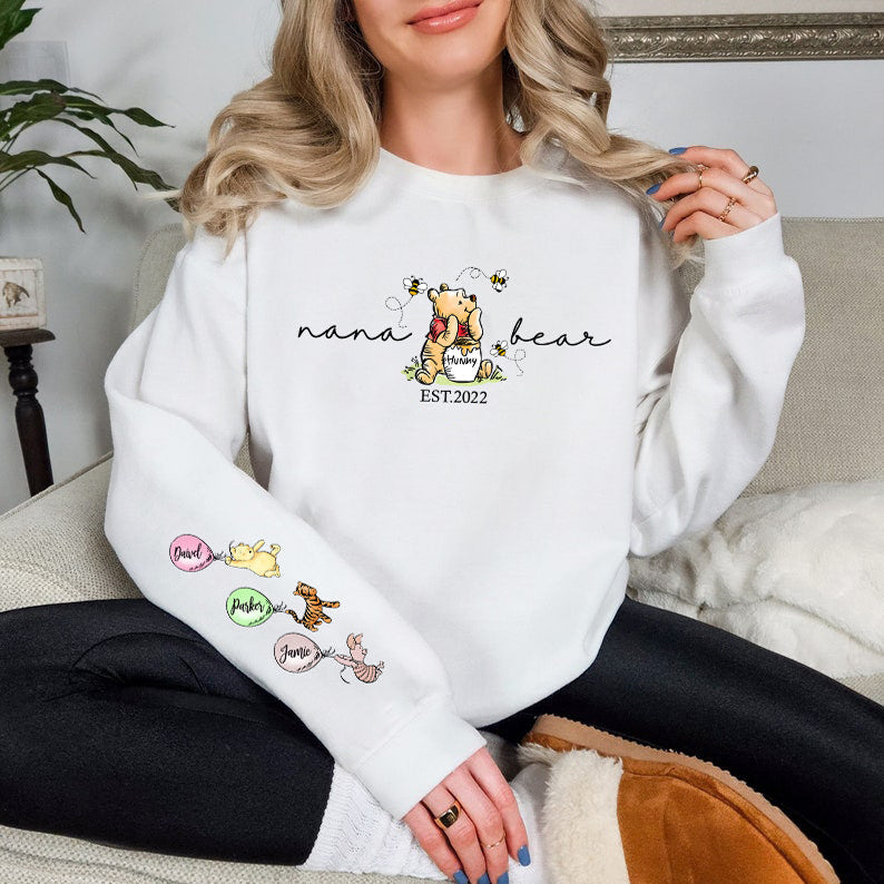 Custom Mama Bear Sweatshirt For Mom With Kids' Names On The Sleeve Sweatshirt/Hoodie