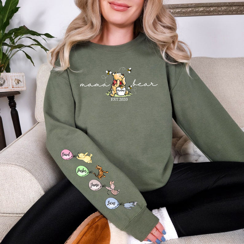Custom Mama Bear Sweatshirt For Mom With Kids' Names On The Sleeve Sweatshirt/Hoodie