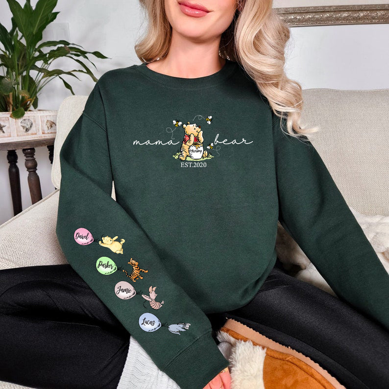 Custom Mama Bear Sweatshirt For Mom With Kids' Names On The Sleeve Sweatshirt/Hoodie