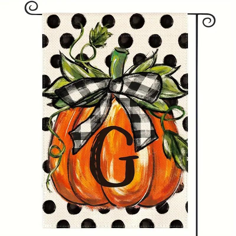 Fall Monogram Letter Pumpkin Garden Flag