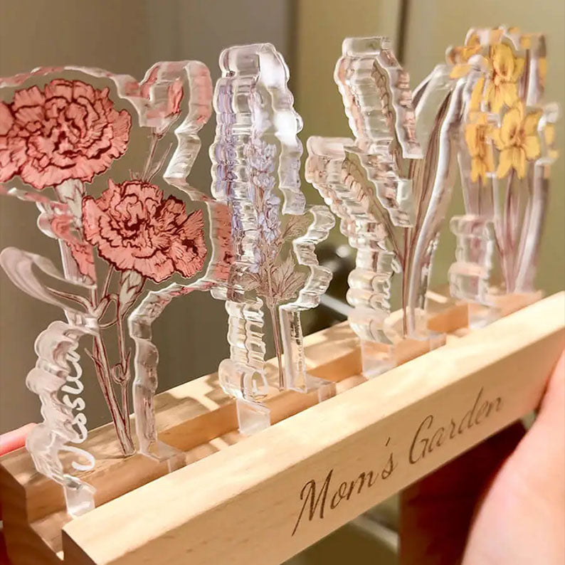 Custom Birth Flower 3D Crystal Acrylic LED Light