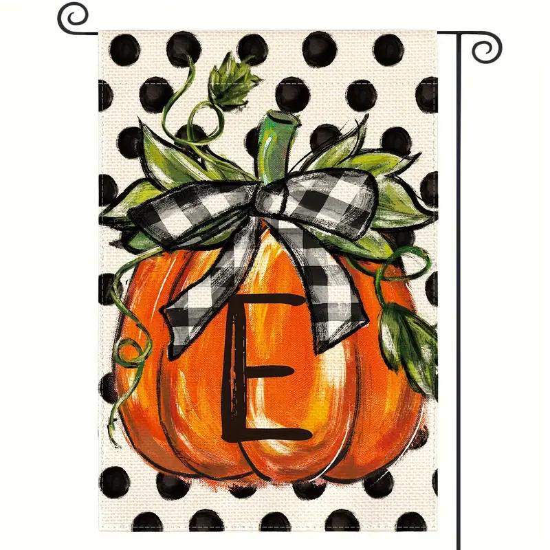 Fall Monogram Letter Pumpkin Garden Flag