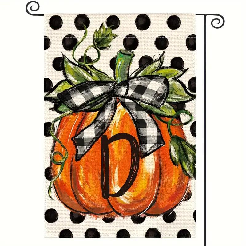 Fall Monogram Letter Pumpkin Garden Flag