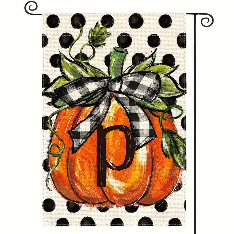 Fall Monogram Letter Pumpkin Garden Flag