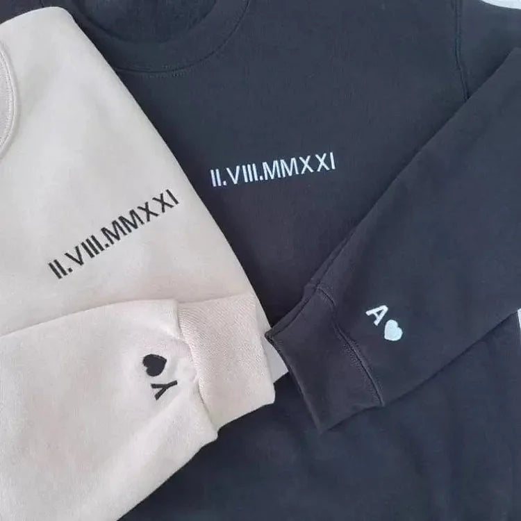 50% OFF🔥Personalized Roman Numeral Date Embroidered Hoodie/Crewneck
