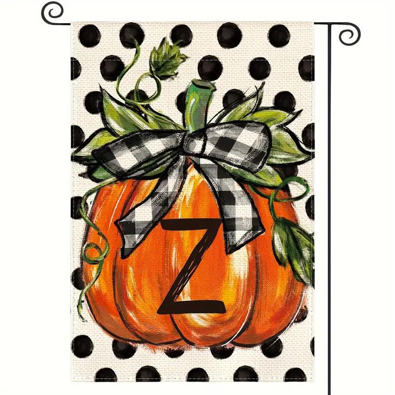 Fall Monogram Letter Pumpkin Garden Flag
