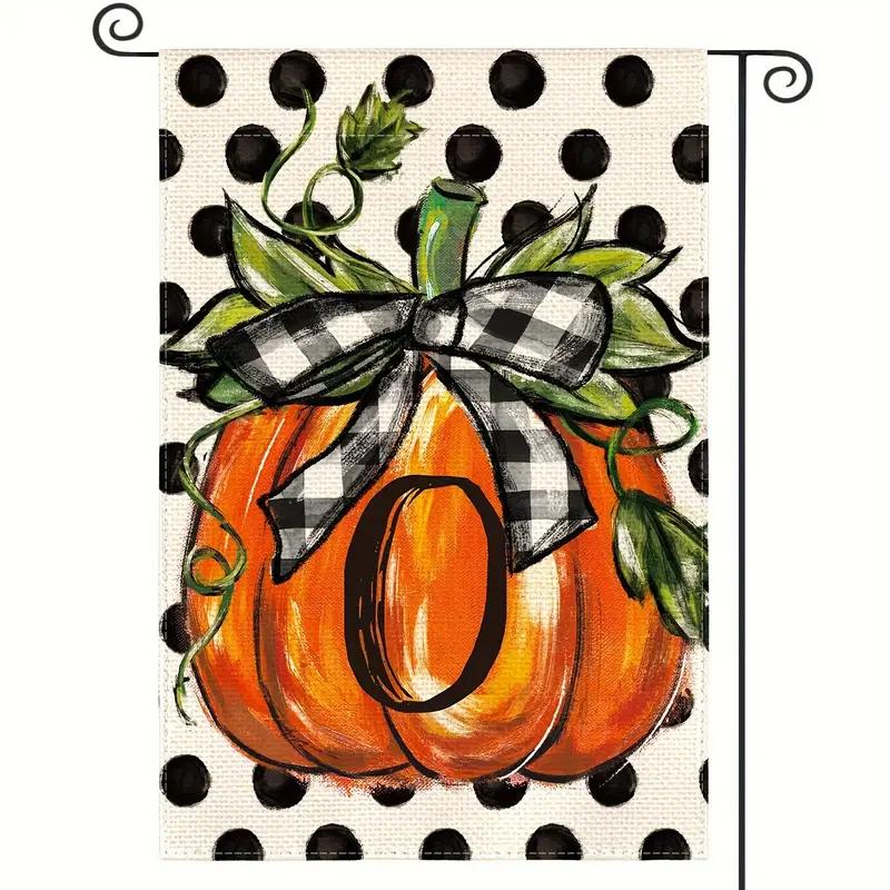 Fall Monogram Letter Pumpkin Garden Flag
