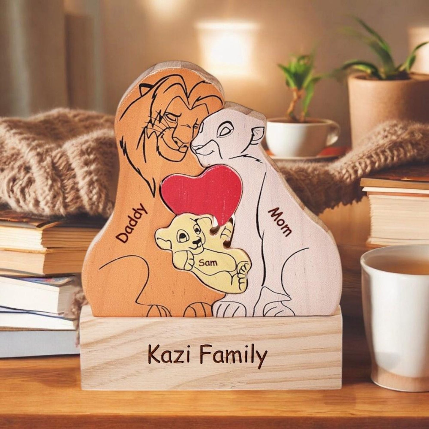 Personalized Lions Family Wooden Art Puzzle🦁💕Best Mother's Day Gift