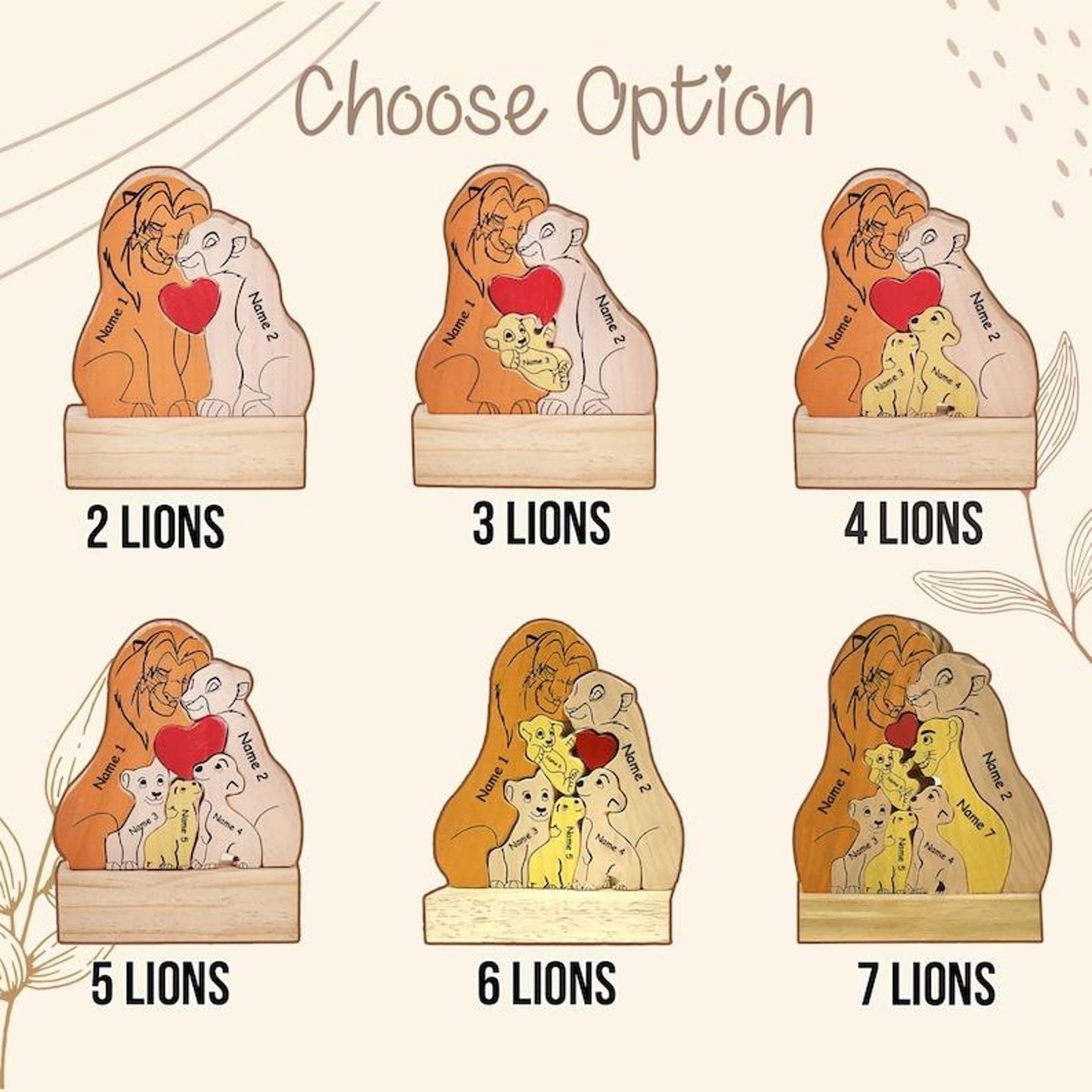 Personalized Lions Family Wooden Art Puzzle🦁💕Best Mother's Day Gift