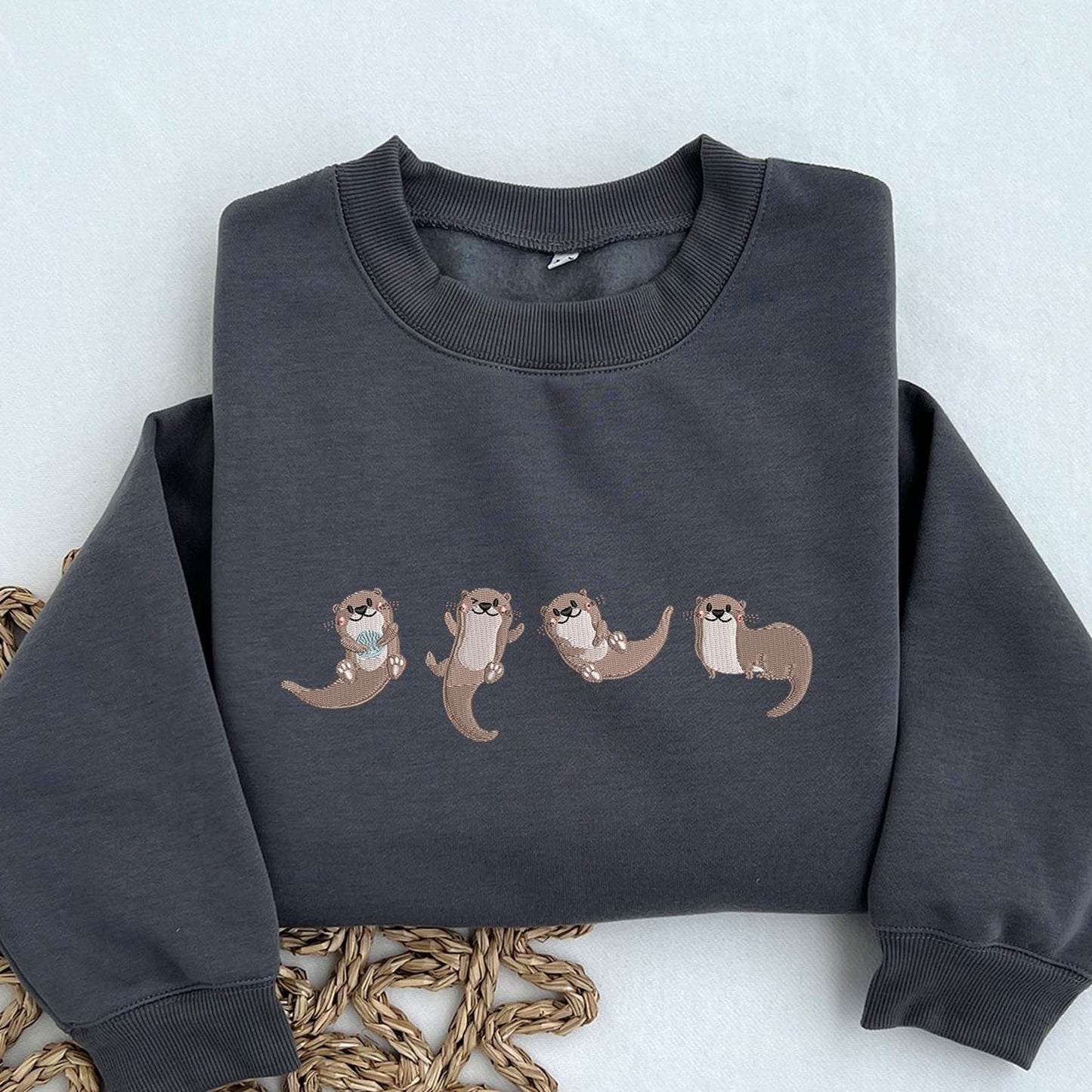 Cute Otters Embroidered Summer Spring Comfort Colors Shirt