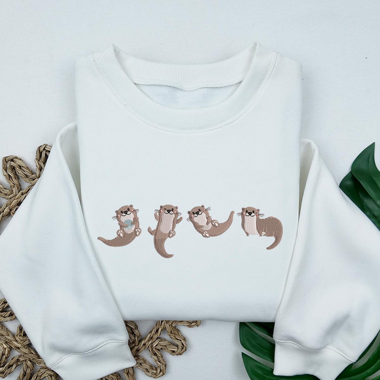 Cute Otters Embroidered Summer Spring Comfort Colors Shirt