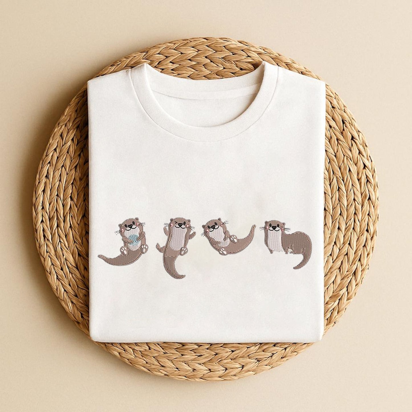 Cute Otters Embroidered Summer Spring Comfort Colors Shirt