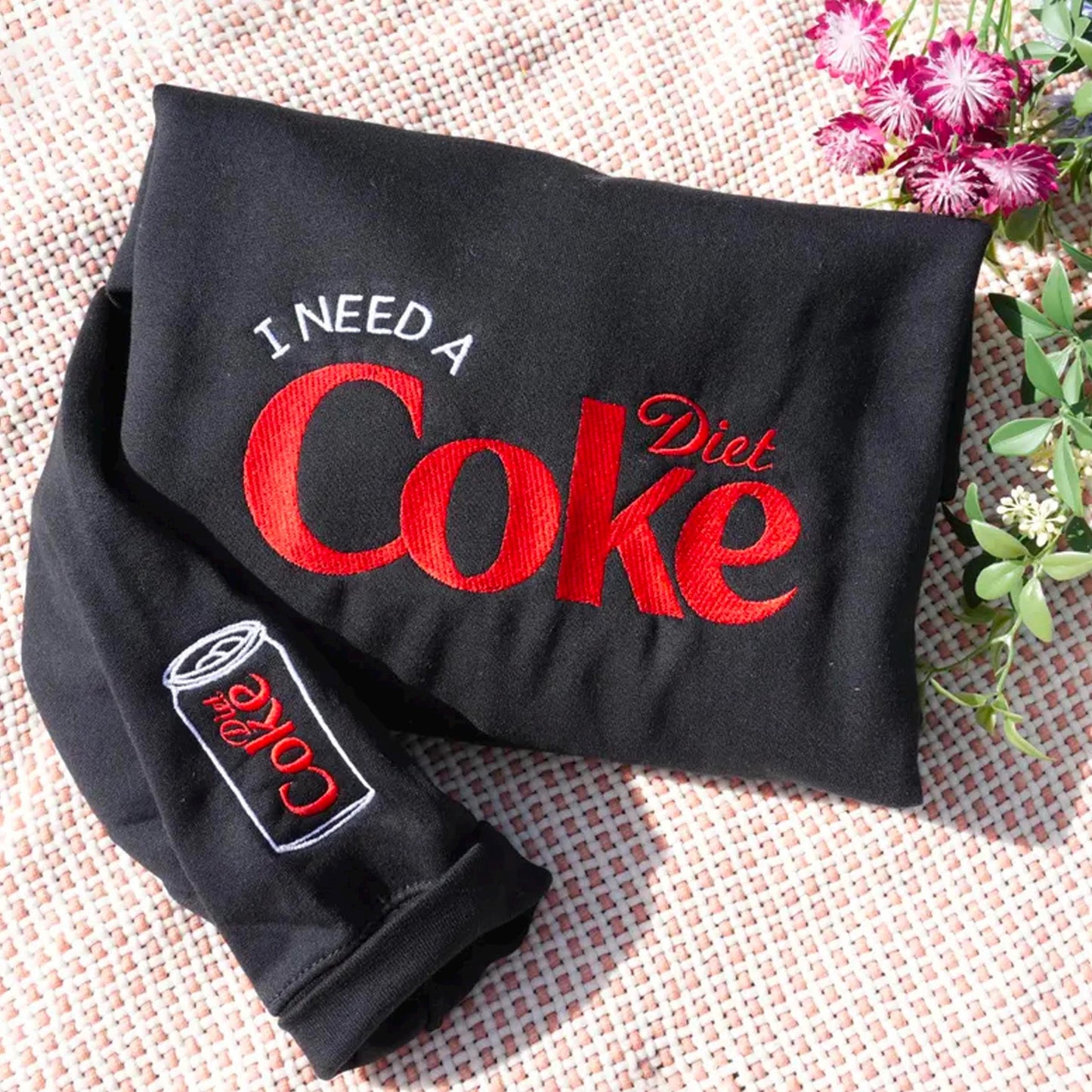 🥤 Embroidered I Need a Diet Coke with Big COKE Lettering Shirt