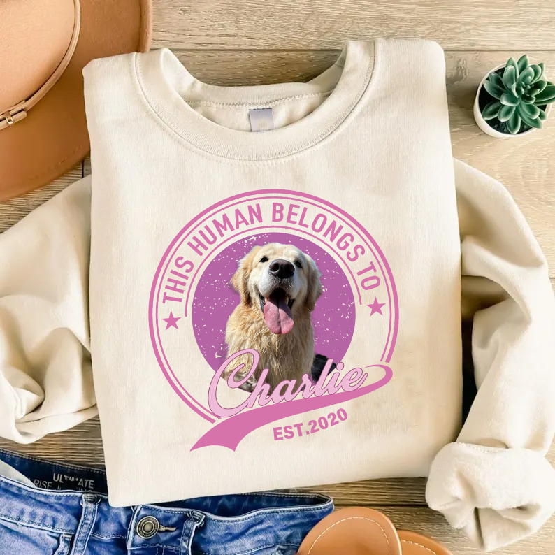 Human Belongs To Dog Cat Personalized Custom Pet Photo T-Shirt / Sweatshirt / Hoodie