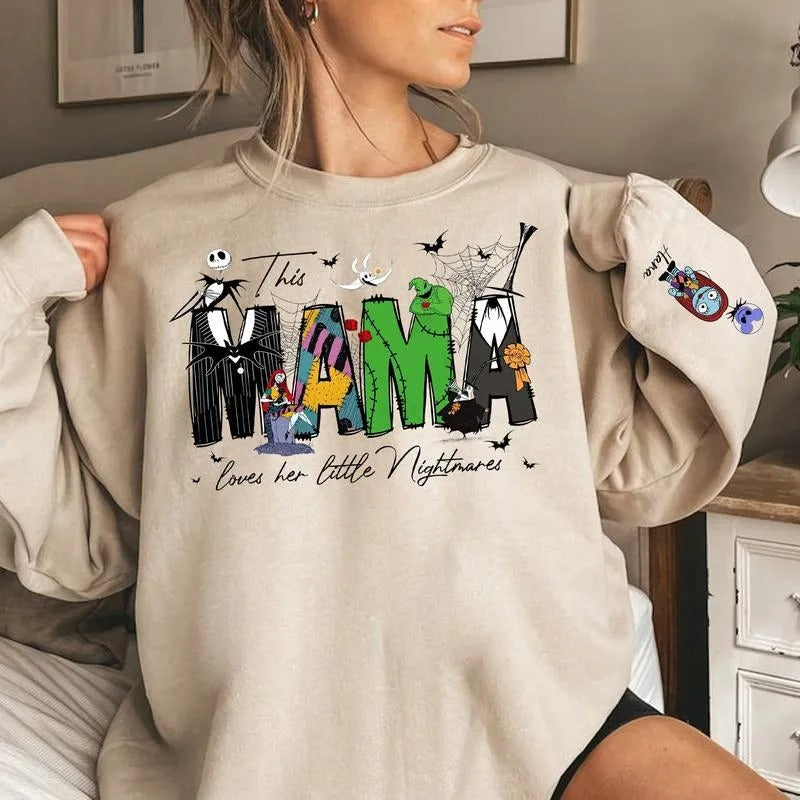 Custom This Mama Loves Her Nightmare On Sleeve Crewneck / Hoodie