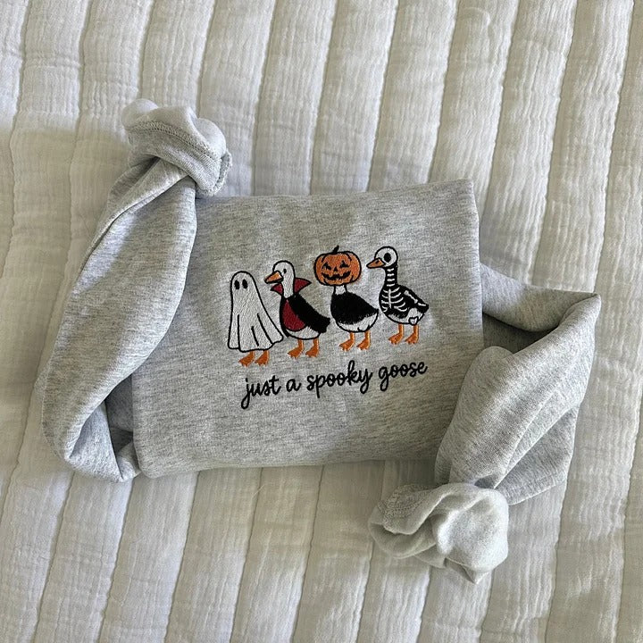 Spooky Goose Halloween Embroidered Shirt