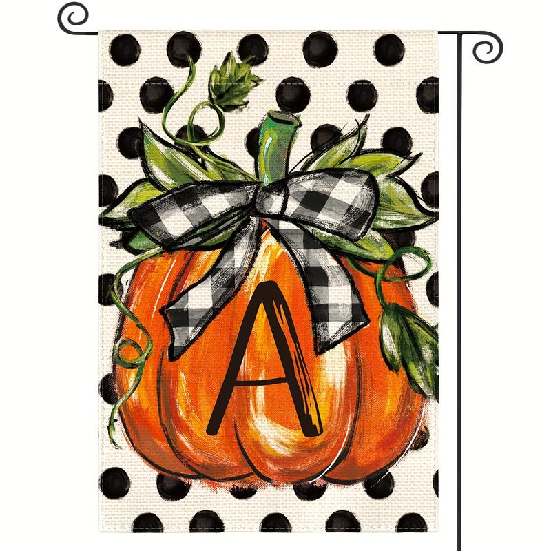 Fall Monogram Letter Pumpkin Garden Flag