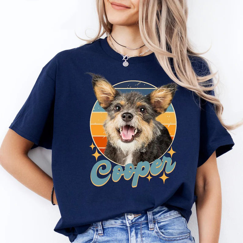 Custom Vintage Pet Unisex Pet Photo and Name Custom Personalized T-Shirt / Sweatshirt / Hoodie