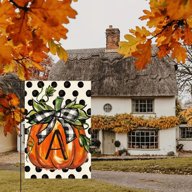 Fall Monogram Letter Pumpkin Garden Flag