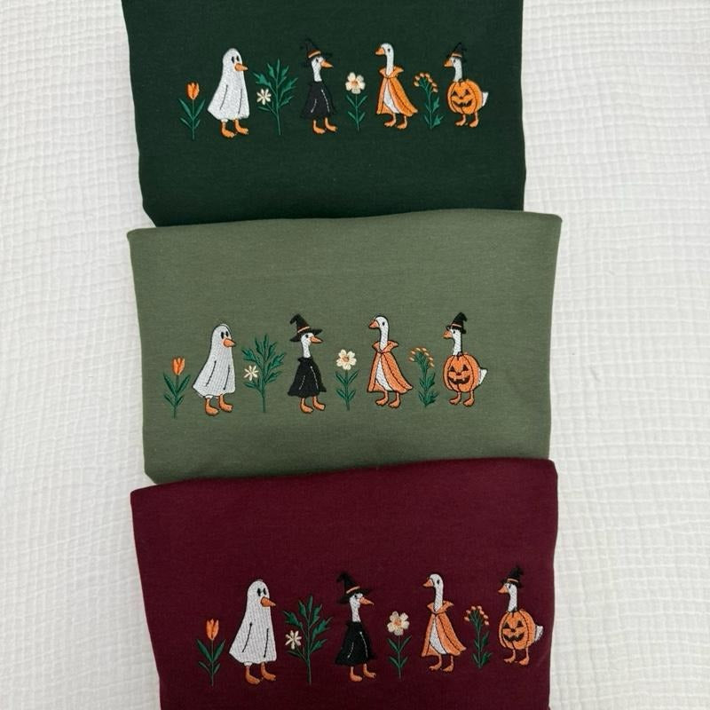 Spooky Goose Embroidered Shirt