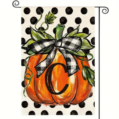 Fall Monogram Letter Pumpkin Garden Flag