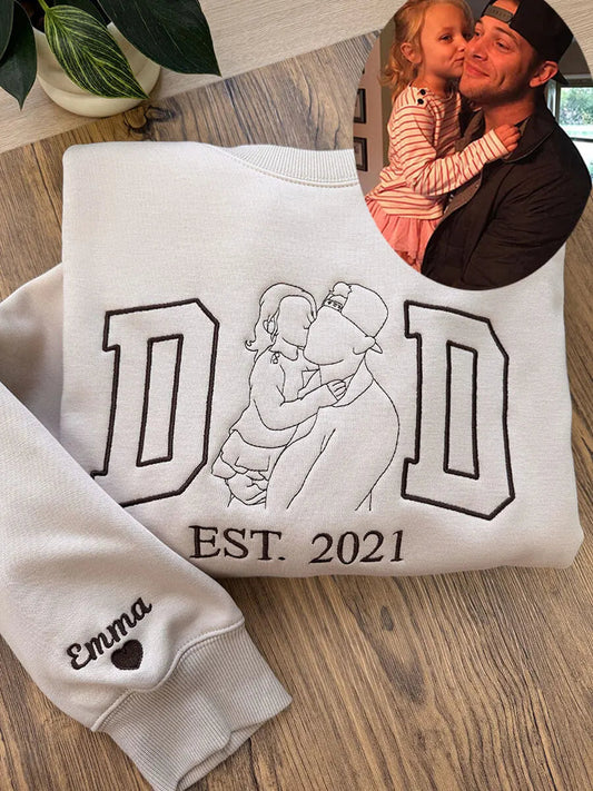 Custom Embroidered Dad Photo Outline Est Sweatshirt/Hoodie
