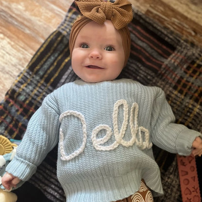 Personalized Hand embroidered Name Baby Sweater