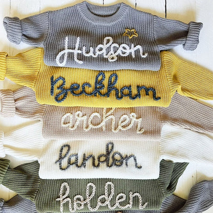 Personalized Hand embroidered Name Baby Sweater
