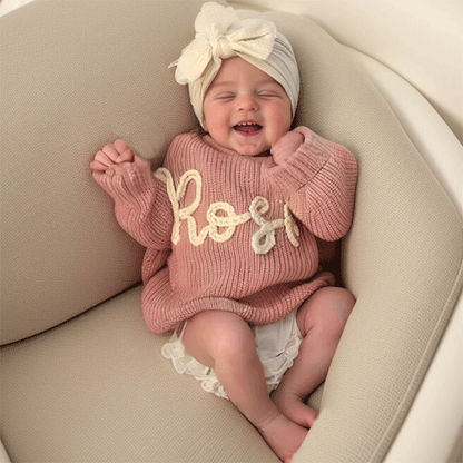 Personalized Hand embroidered Name Baby Sweater