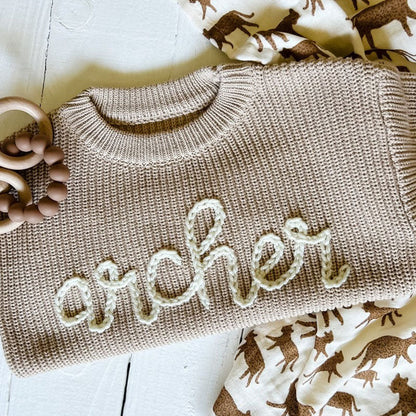 Personalized Hand embroidered Name Baby Sweater