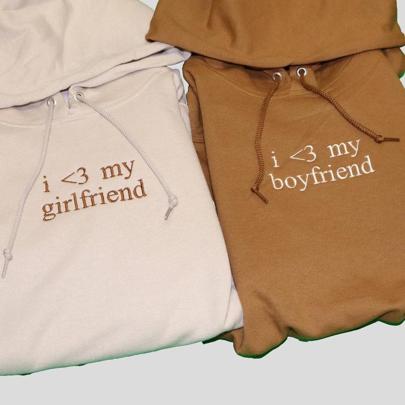 I Love My Girlfriend and Boyfriend Embroidered T-Shirt / Sweatshirt