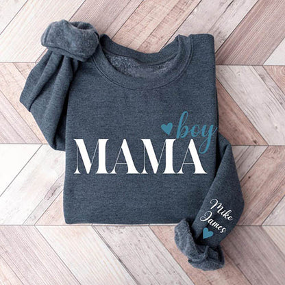 Custom Girl Mama Boy Mama With Kids' Names On The Sleeve T-shirt/Sweatshirt/Hoodie
