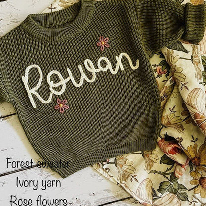Personalized Hand embroidered Name Baby Sweater