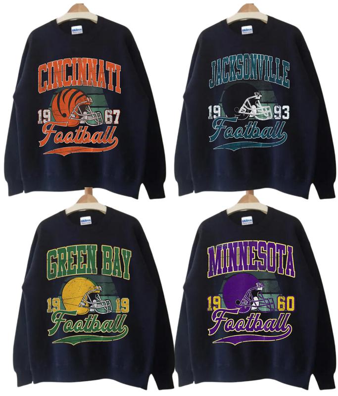 All Teams Football Vintage Style T Shirt Sweatshirt Hoodie GleeCustom