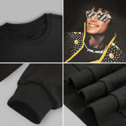 MJ rhinestone Graphic Black Tees/Sweatshirts