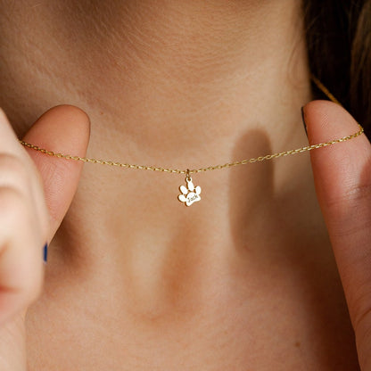 Engraved Paw Print Necklace