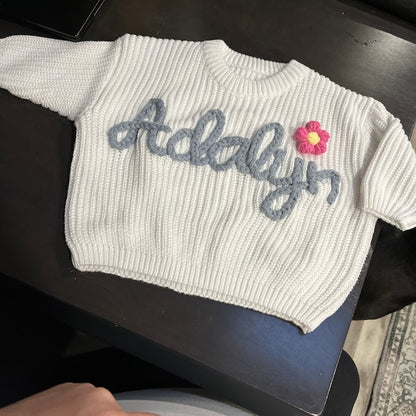 Personalized Hand embroidered Name Baby Sweater