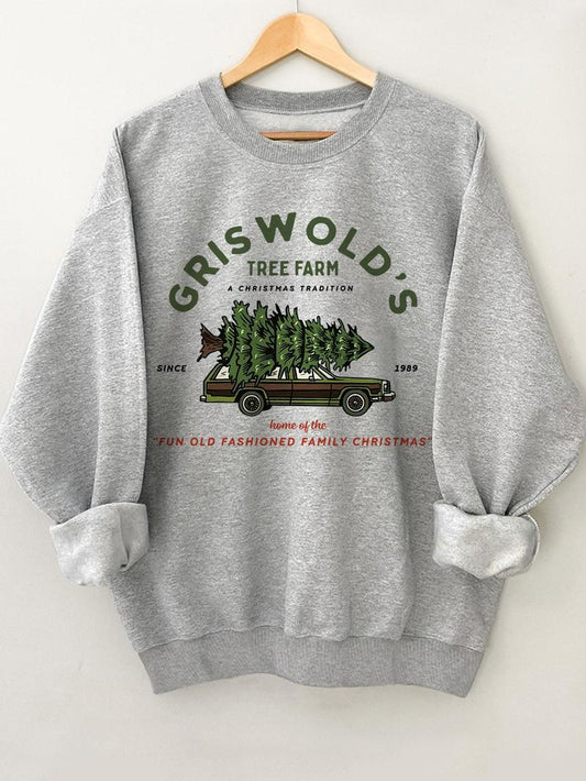 Women's Tree & Car Print Sweatshirt