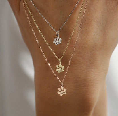 Engraved Paw Print Necklace