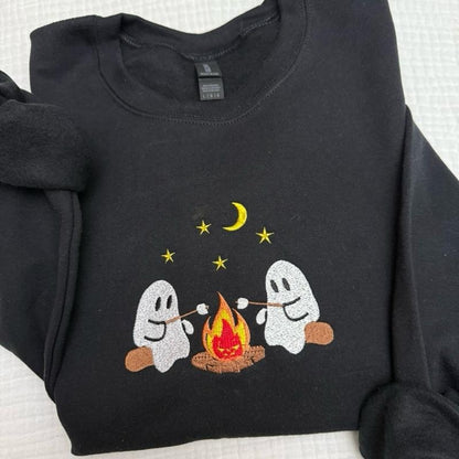 Cute camping ghosts embroidered Shirt