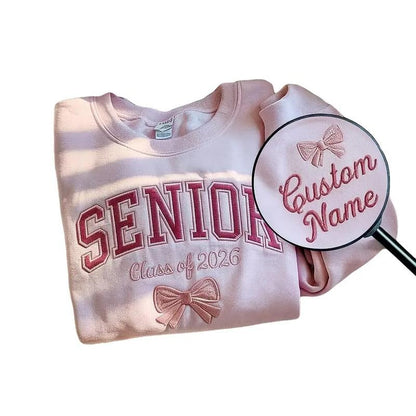 🎀 Custom Senior Sweatshirt – Class of 2026 with Name & Bow Embroidery 🎀