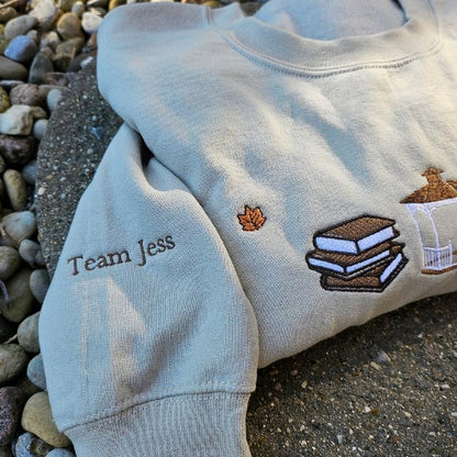 Gilmore Girls Inspired Fall Embroidered Sweatshirt – Books, Coffee & Luke’s Diner