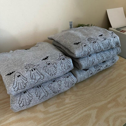 Ghosts Embroidered Halloween Crewneck Sweatshirt