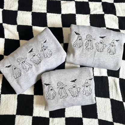 Ghosts Embroidered Halloween Crewneck Sweatshirt